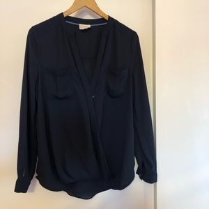 Anthropologie Navy Blue Blouse